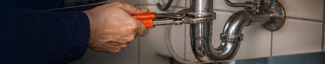 Plumber working under a sink while calls are handled by LeadClaim AI